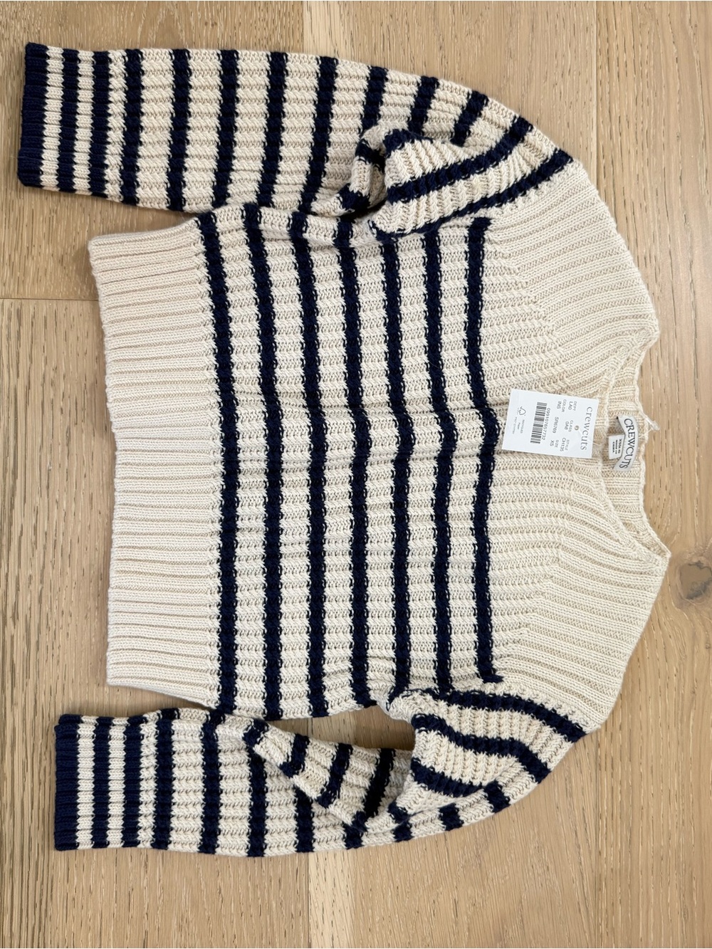 Crewcuts Cream and Navy Striped Knit Sweater